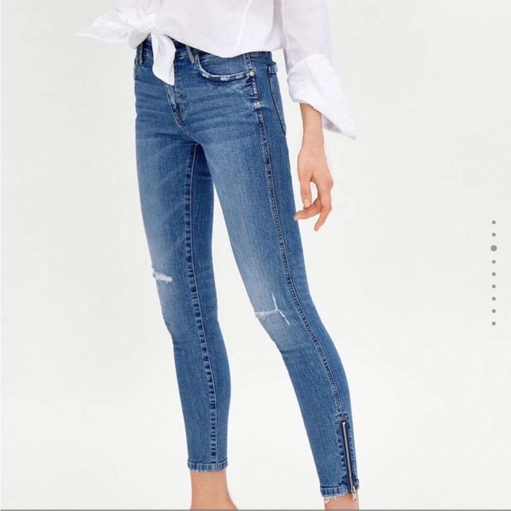 Zara high waist jeans ankle zip detail